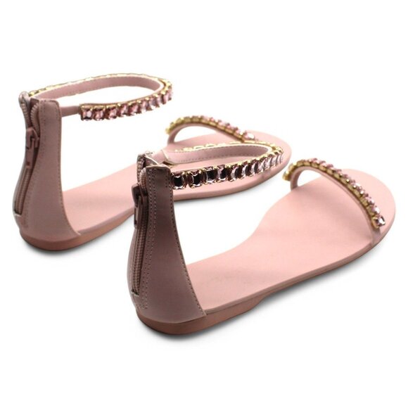 Inc Womens Pink Ankle Strap Embellished the Carmel Round Toe Zip-up Sandals Shoe - Picture 4 of 8